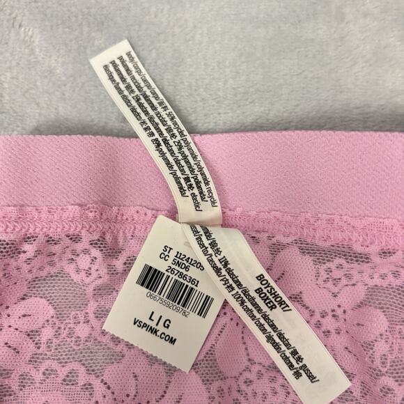 Victoria's Secret PINK BoyShort Boxer Lace Rhinestone Light Pink size Large - Picture 7 of 7